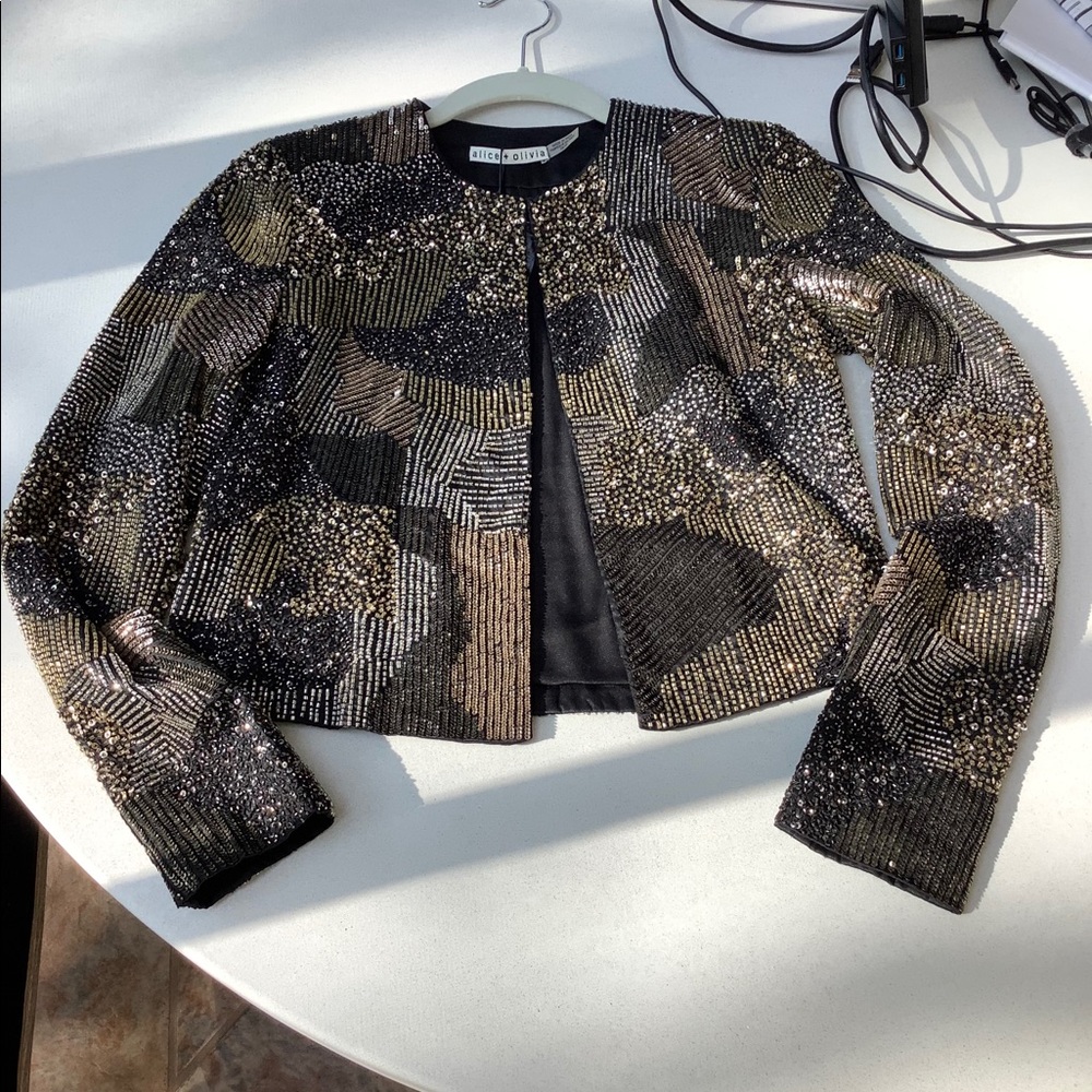 ALICE + OLIVIA GOLD SEQUIN Multi Jacket